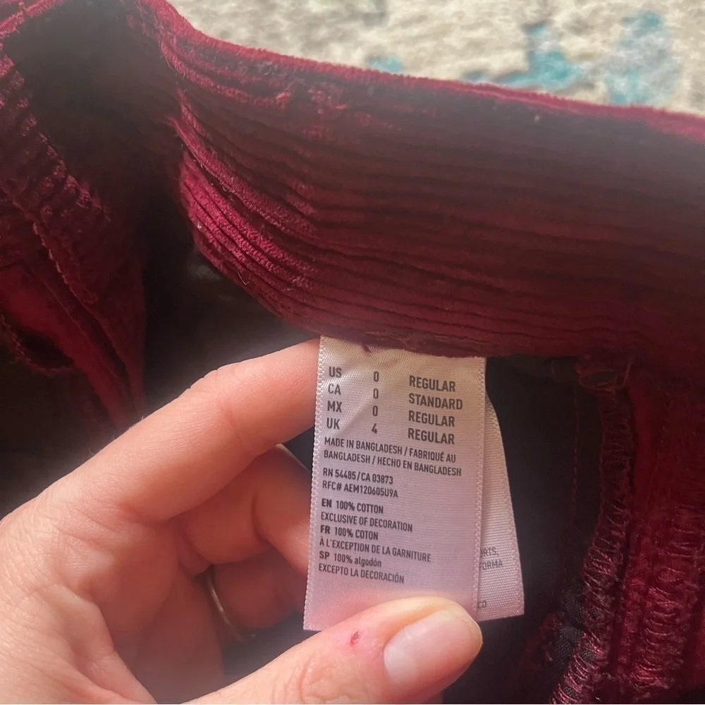American Eagle burgundy high rise A-line corduroy skirt